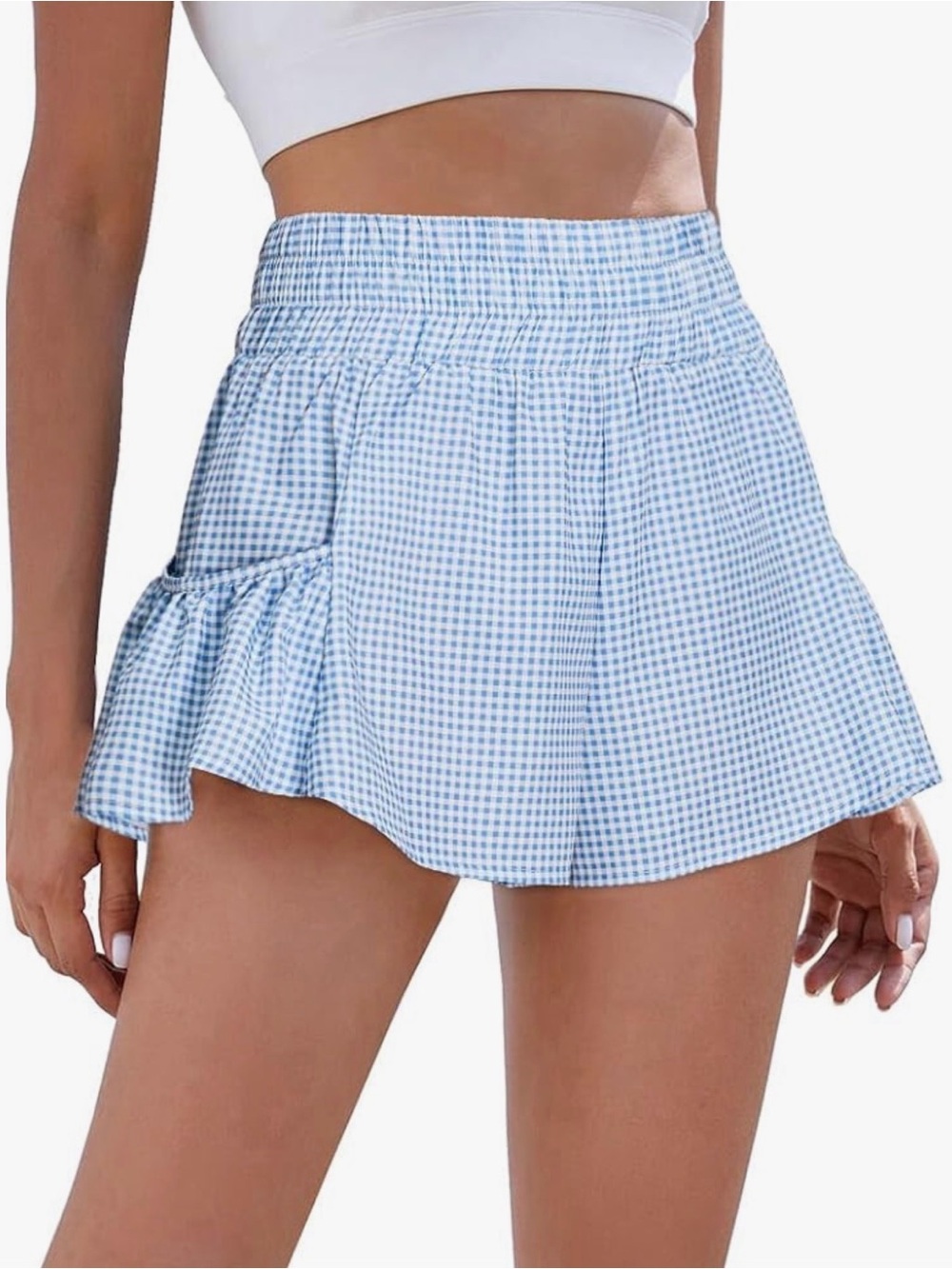 BMJL High-Waisted Light Blue Athletic Shorts with Pockets